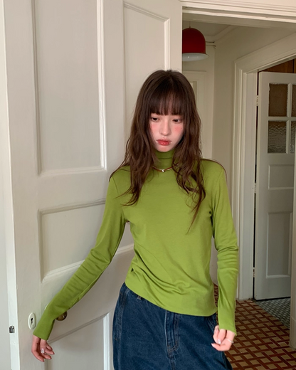 Color Middleneck Tops BU0051