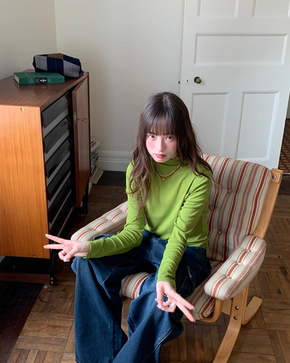 Color Middleneck Tops BU0051