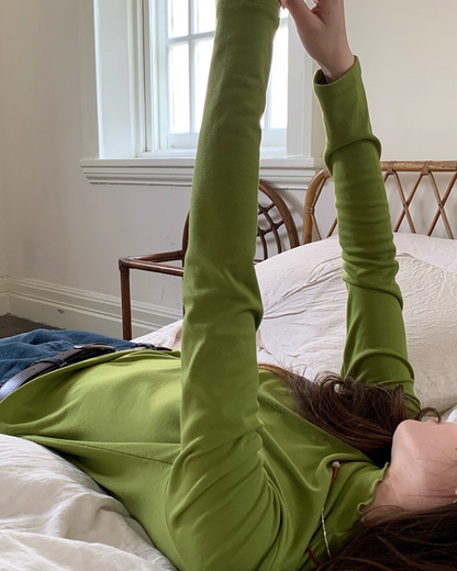 Color Middleneck Tops BU0051