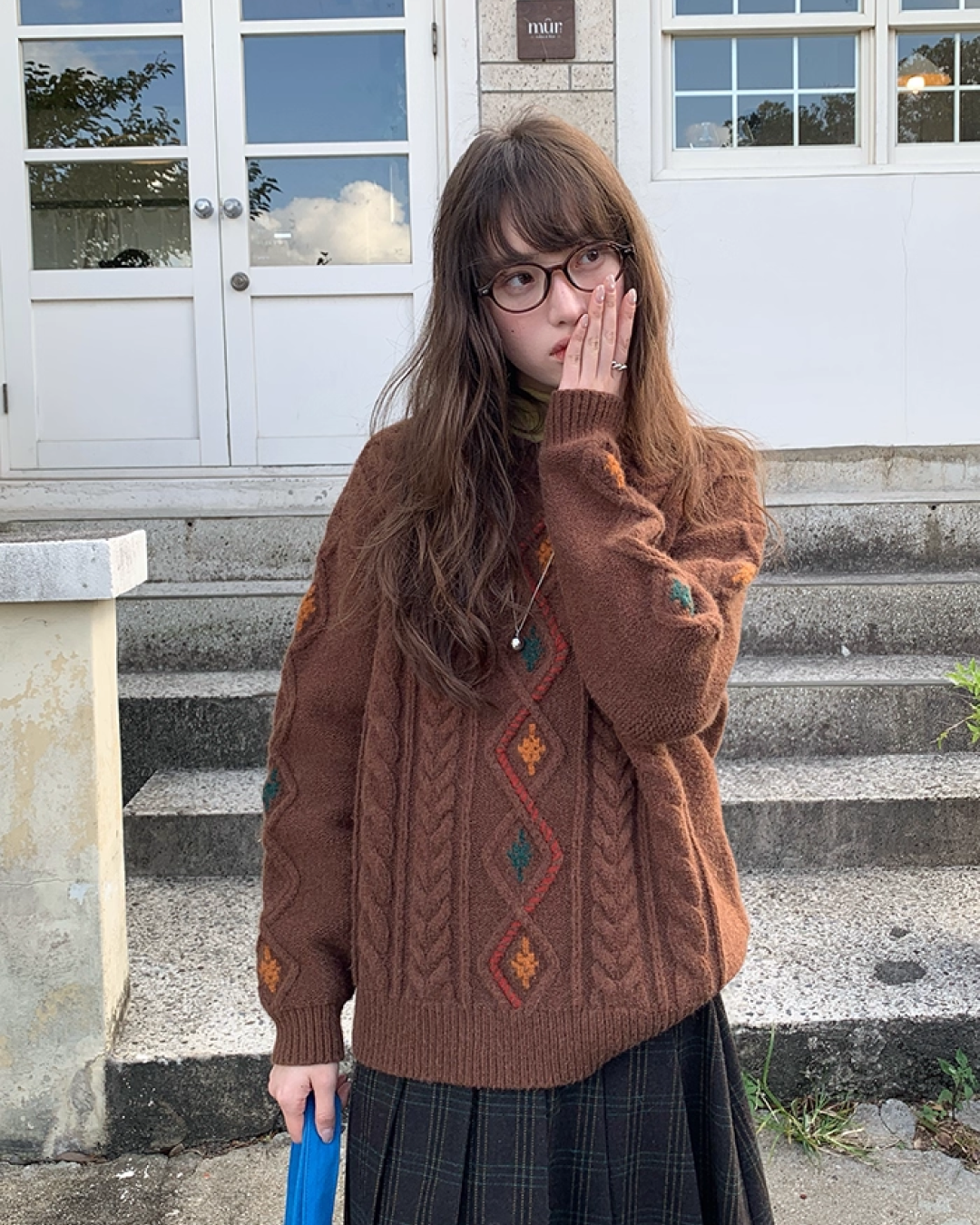 Color Block Cable Knit BU0052