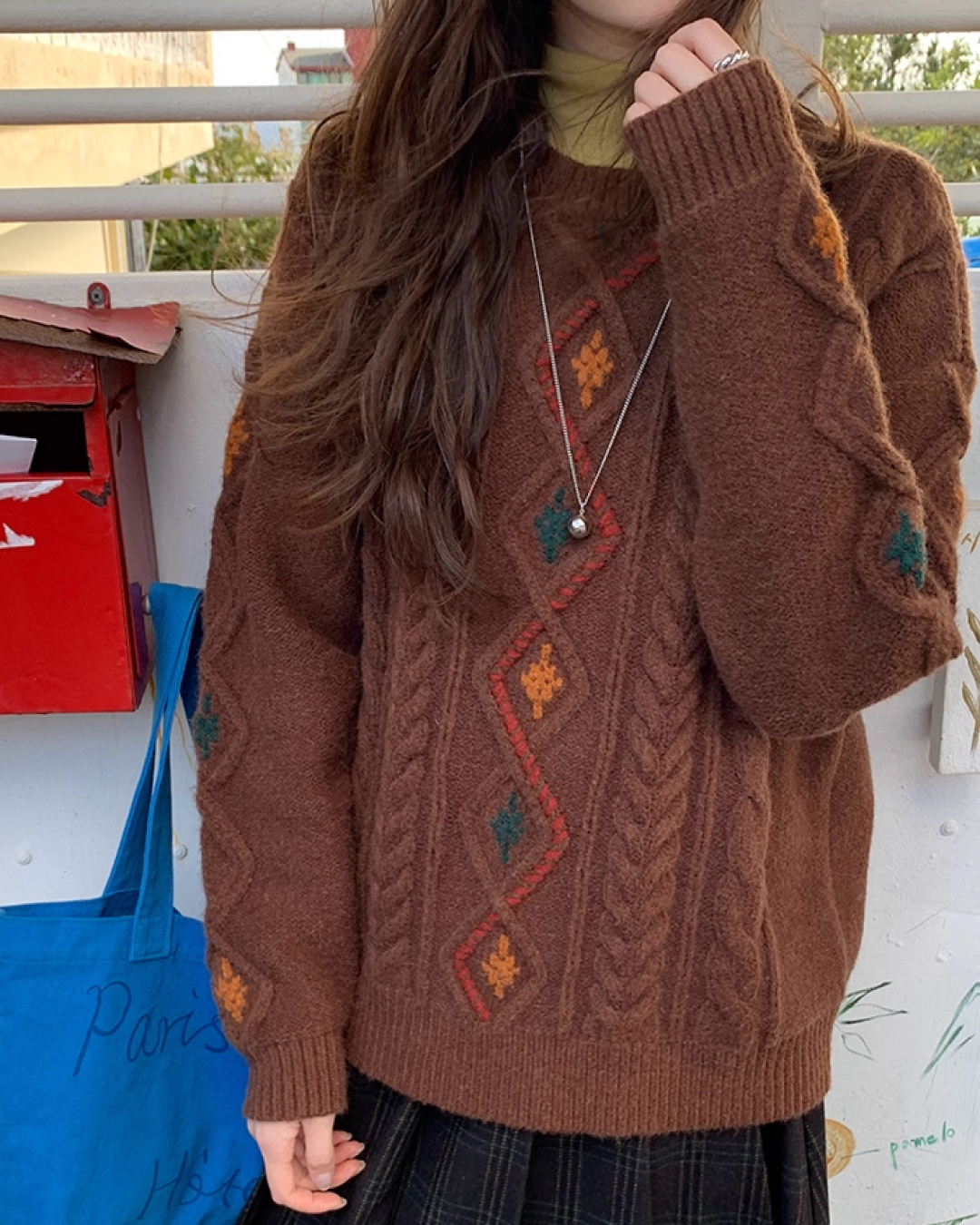 Color Block Cable Knit BU0052