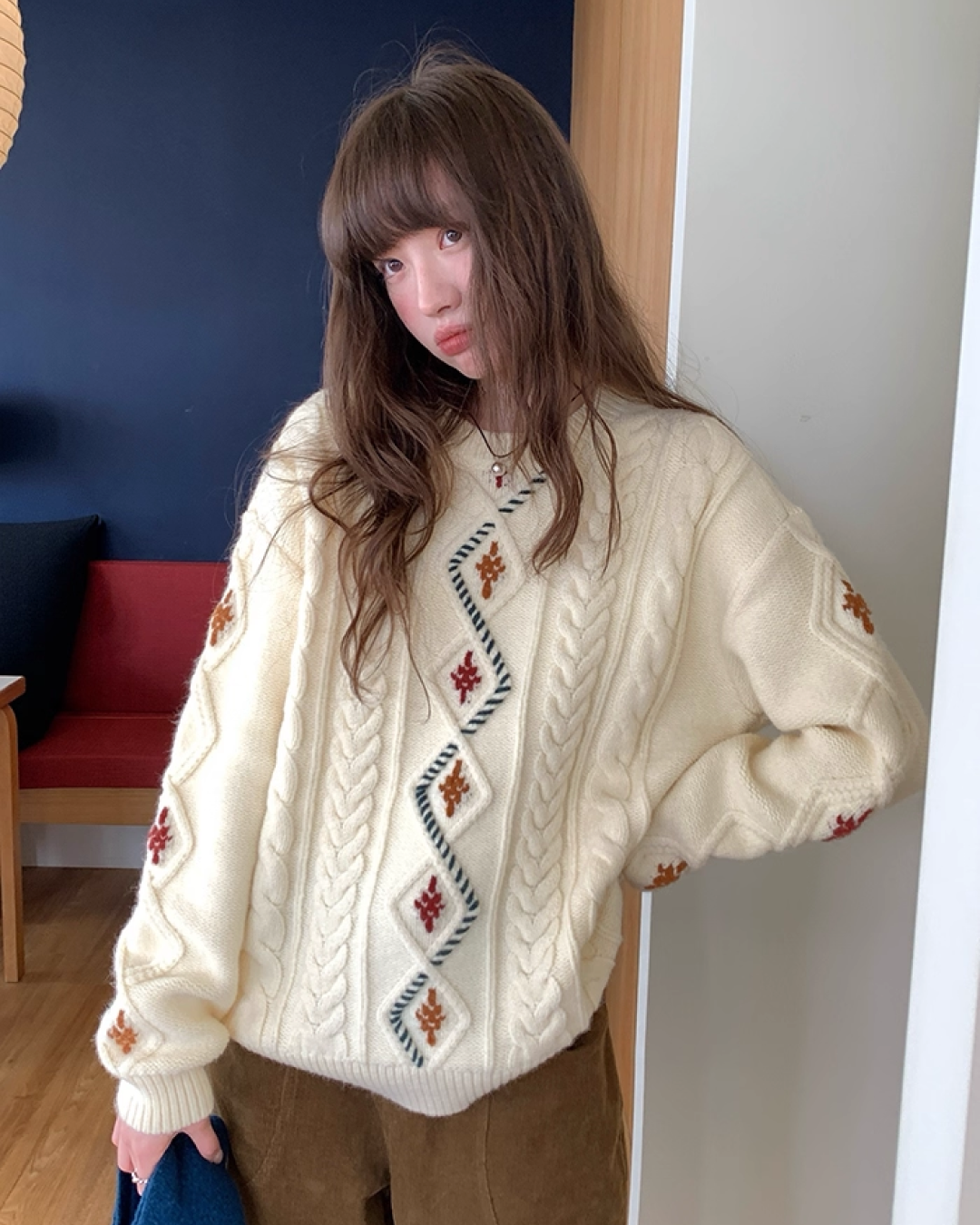 Color Block Cable Knit BU0052