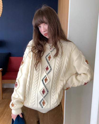 Color Block Cable Knit BU0052