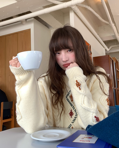 Color Block Cable Knit BU0052