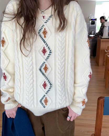 Color Block Cable Knit BU0052