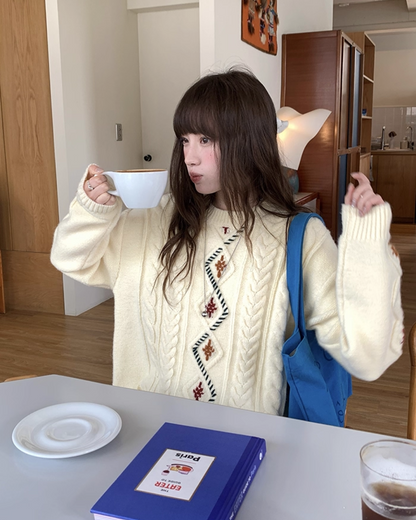 Color Block Cable Knit BU0052