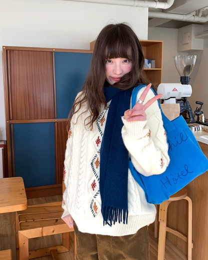 Color Block Cable Knit BU0052