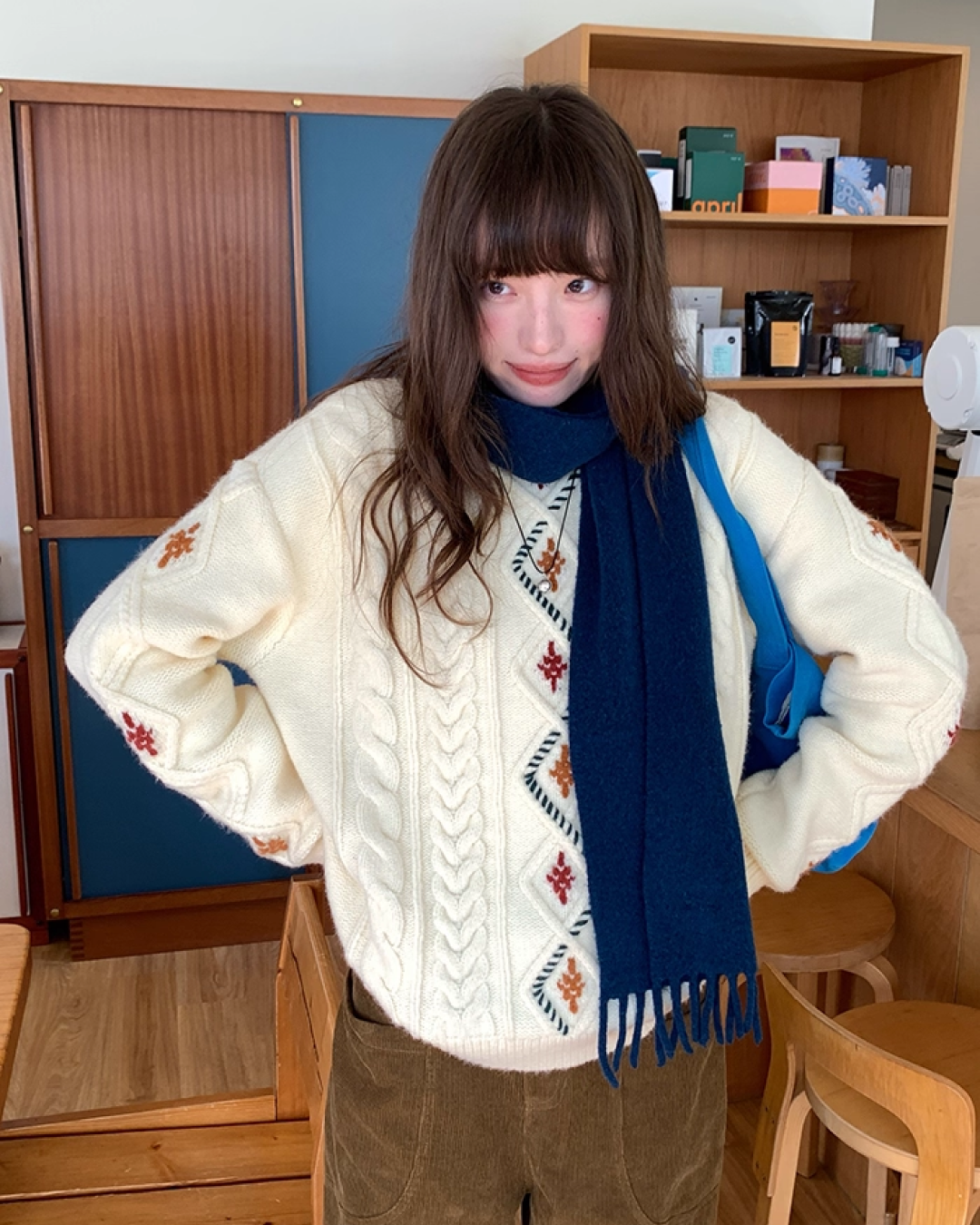 Color Block Cable Knit BU0052