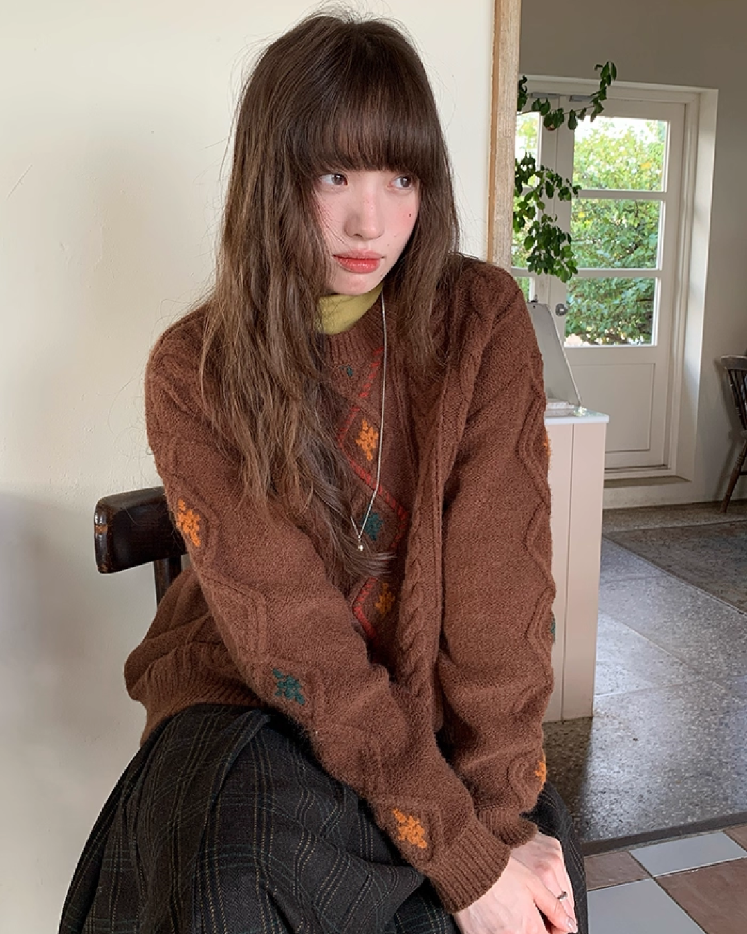 Color Block Cable Knit BU0052