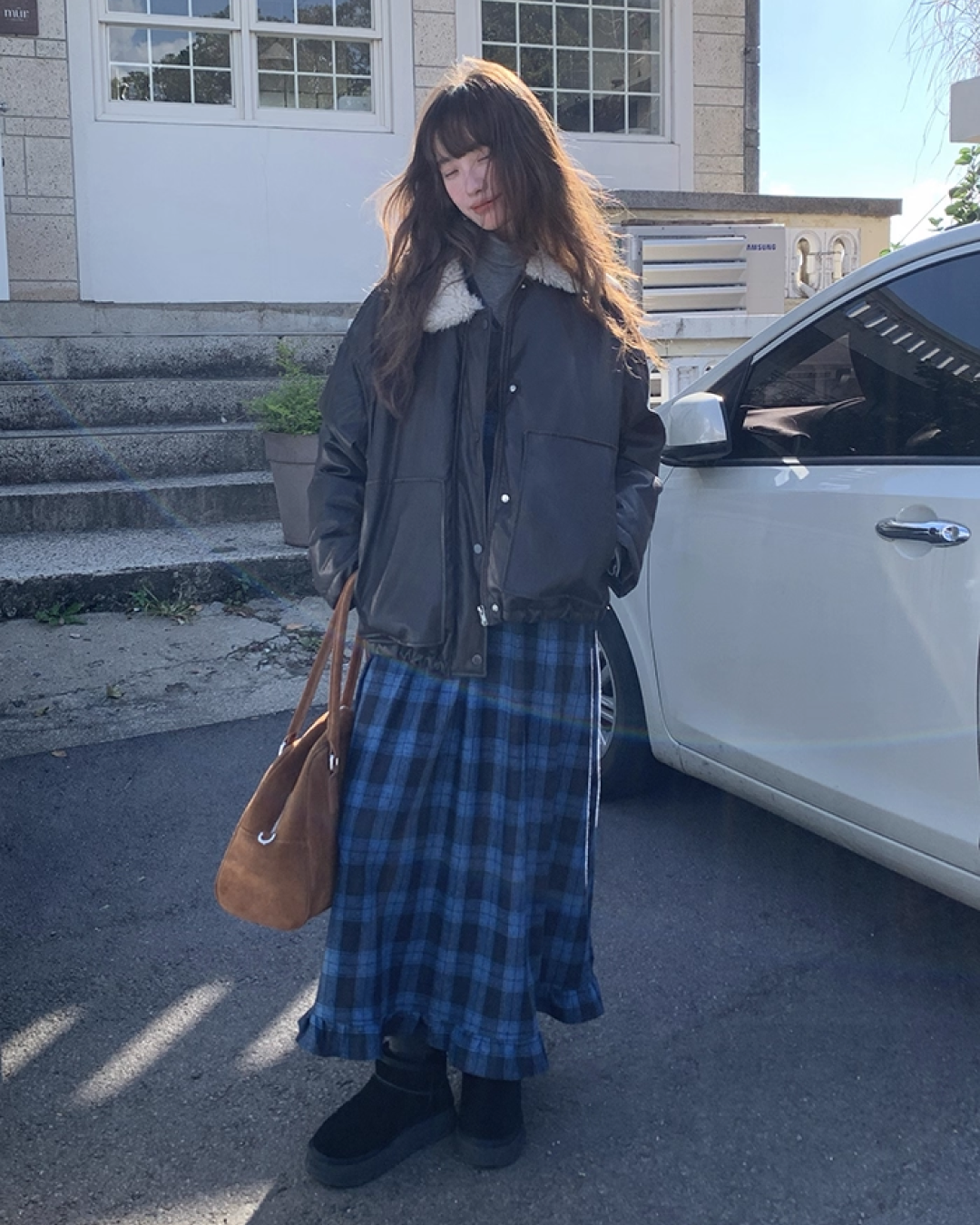 Drawstring Collar Boa Blouson BU0058