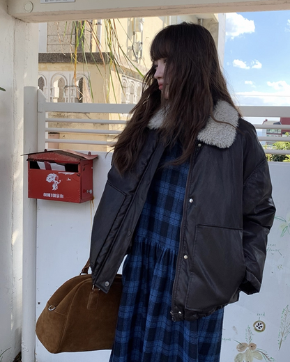 Drawstring Collar Boa Blouson BU0058