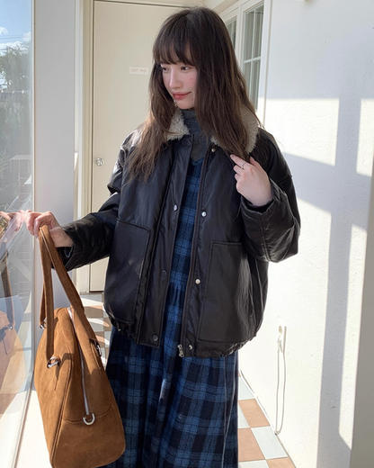 Drawstring Collar Boa Blouson BU0058