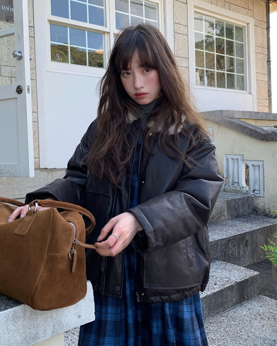 Drawstring Collar Boa Blouson BU0058