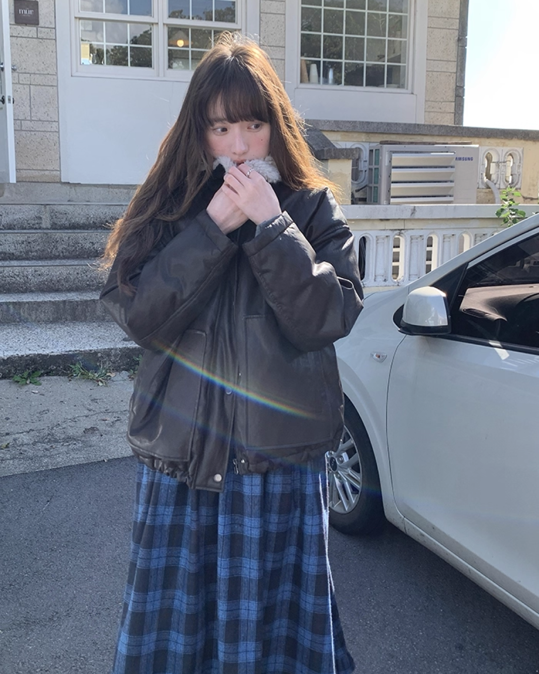 Drawstring Collar Boa Blouson BU0058