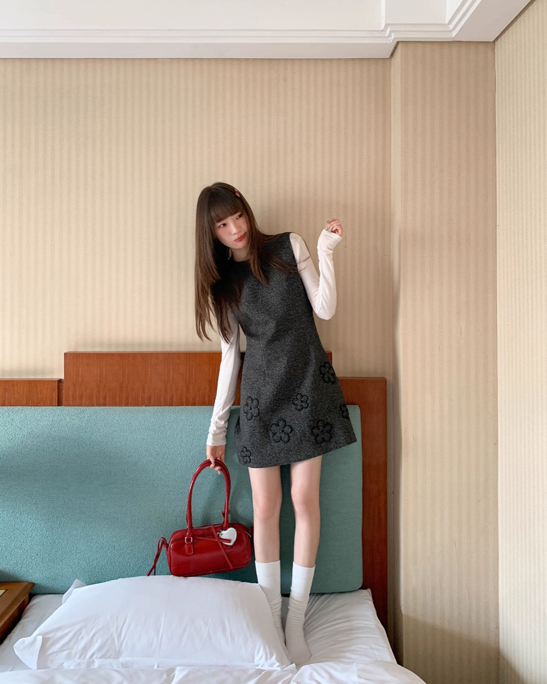 Hem Flower Design Skirt Dress BU0062