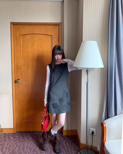 Hem Flower Design Skirt Dress BU0062