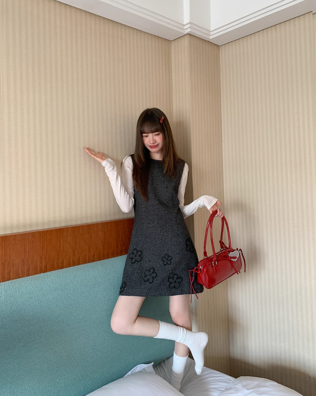 Hem Flower Design Skirt Dress BU0062