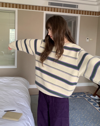 Stripe V-neck Knit BU0064