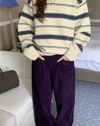 Stripe V-neck Knit BU0064