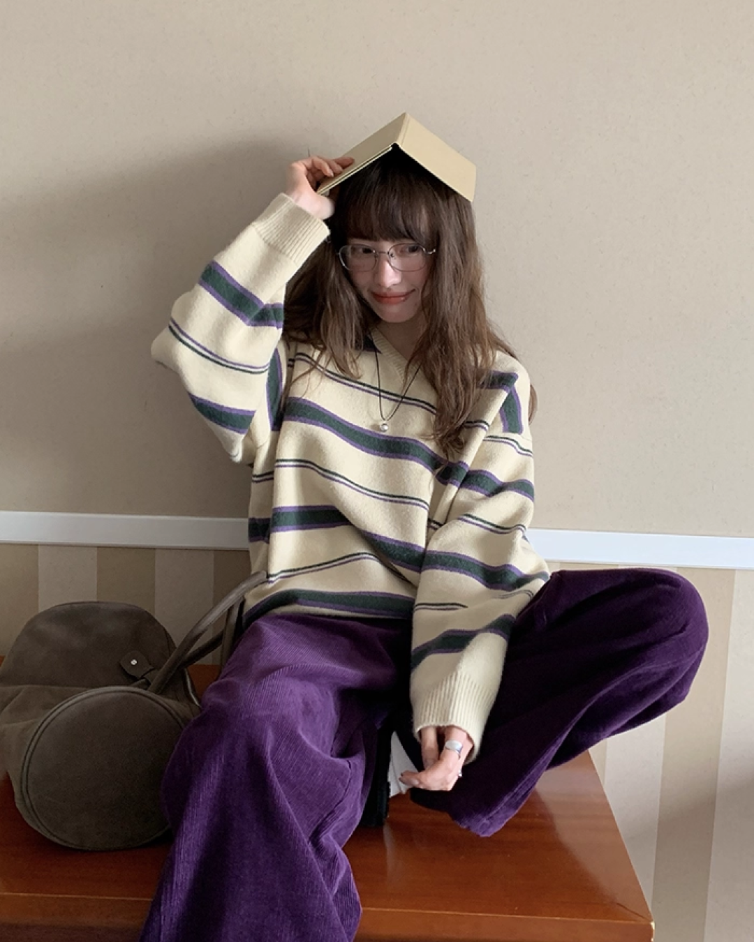 Stripe V-neck Knit BU0064