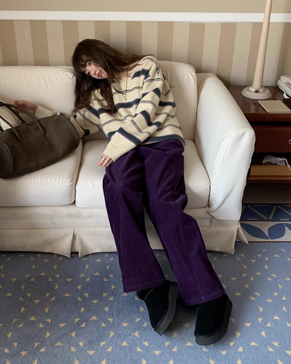 Stripe V-neck Knit BU0064