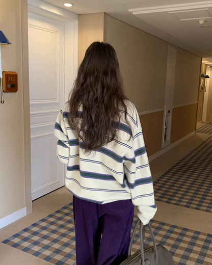 Stripe V-neck Knit BU0064