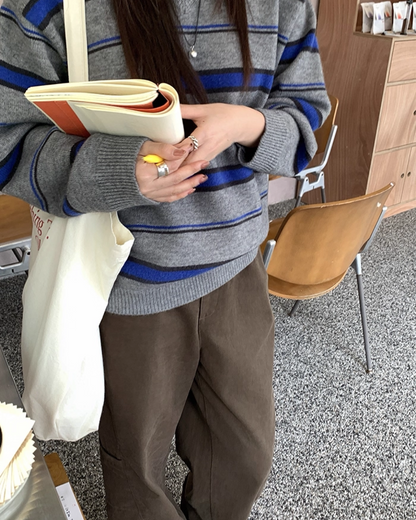 Stripe V-neck Knit BU0064