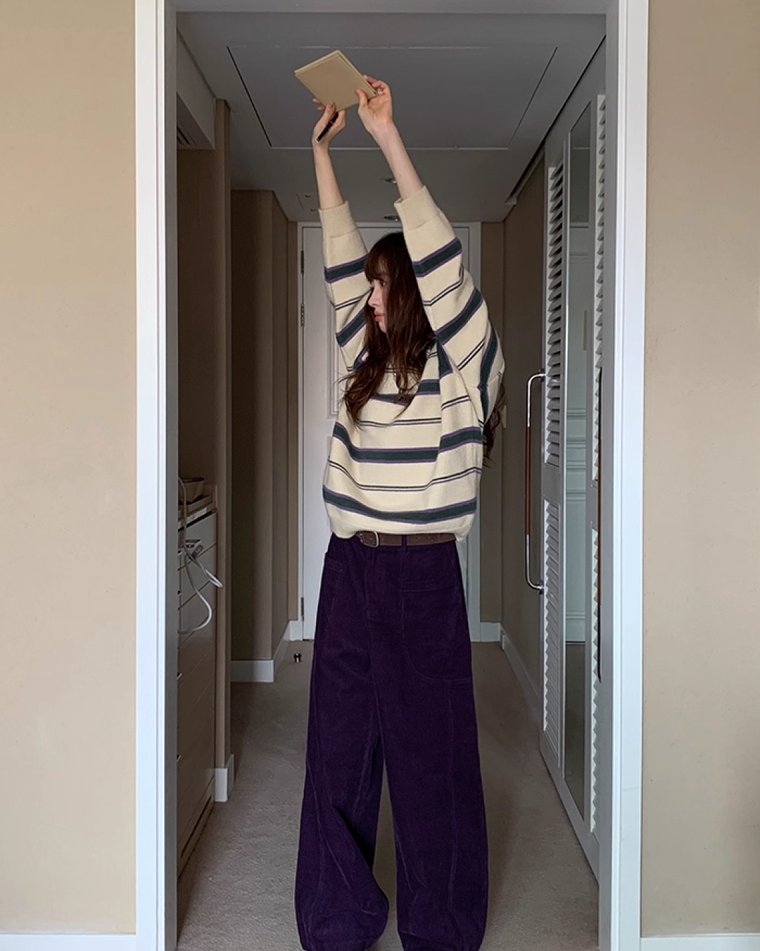 Stripe V-neck Knit BU0064