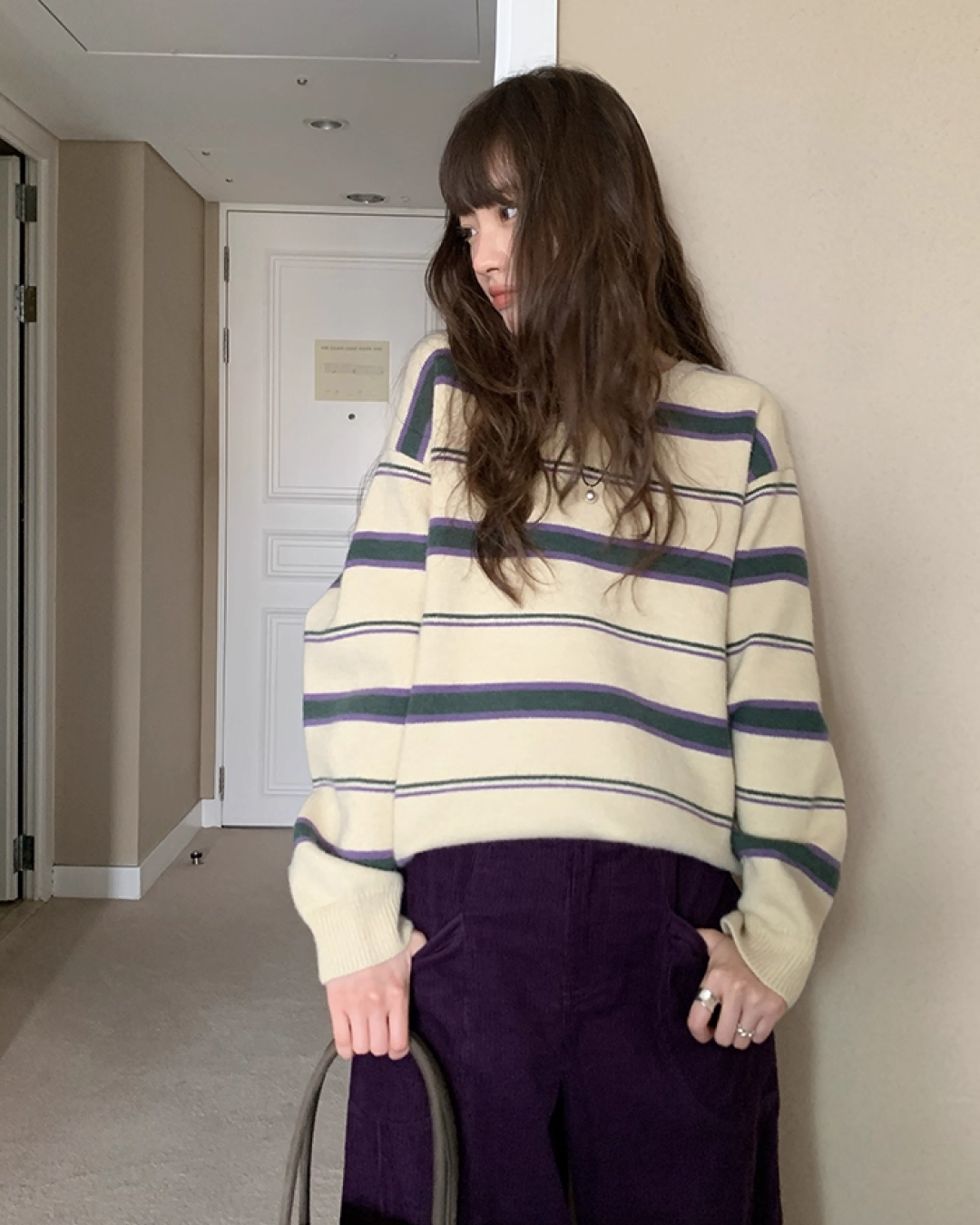 Stripe V-neck Knit BU0064