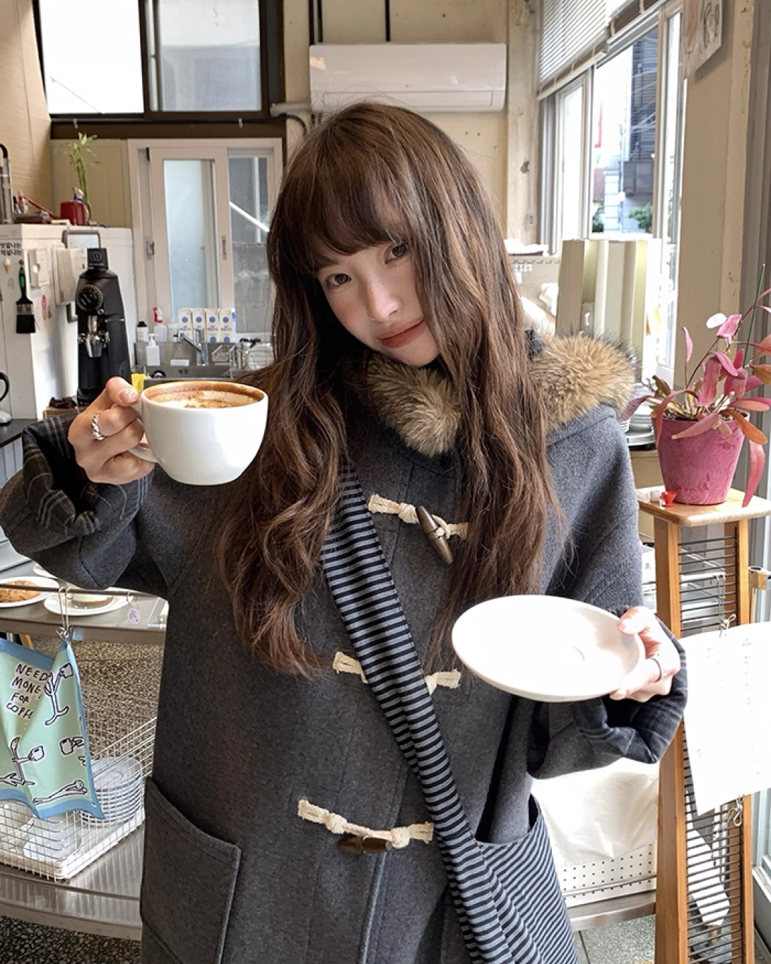 Long Boa Lining Check Outer BU0066