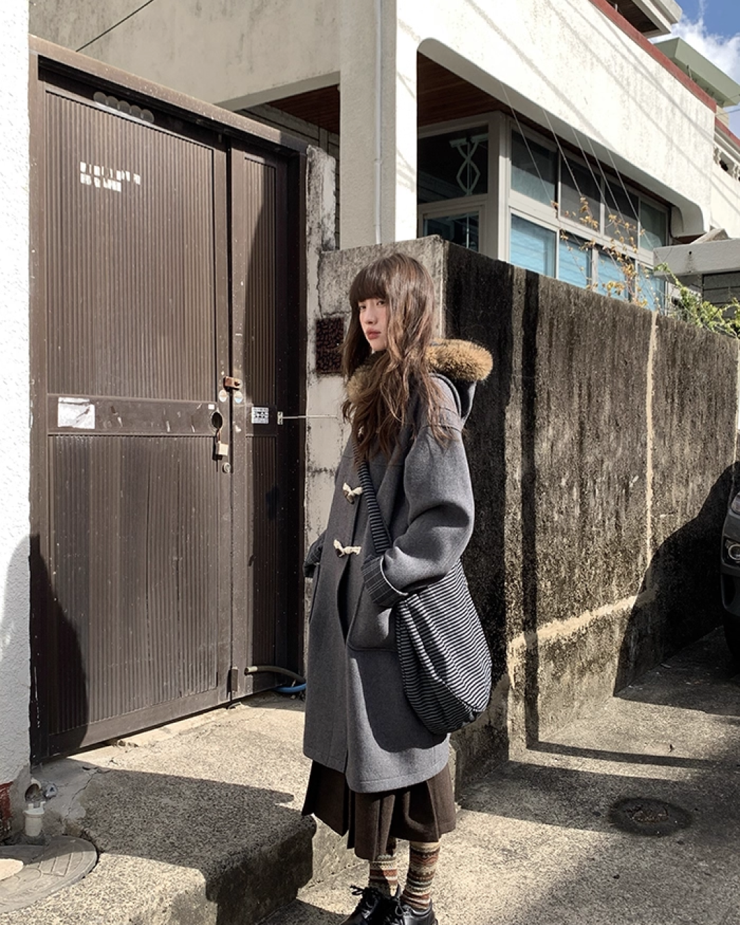 Long Boa Lining Check Outer BU0066