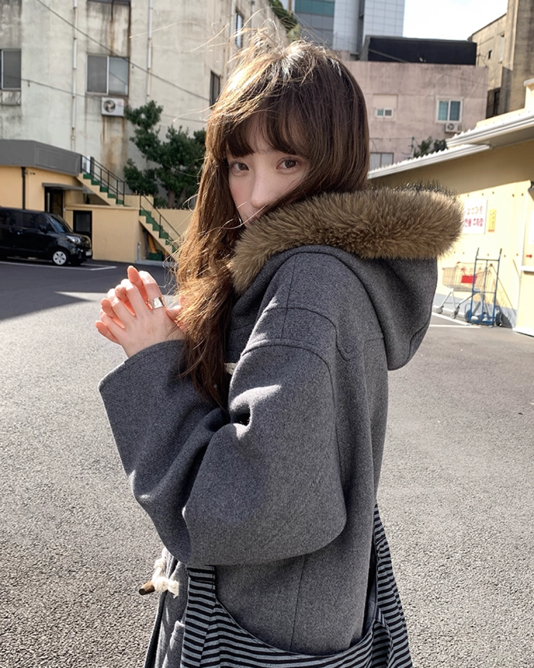 Long Boa Lining Check Outer BU0066