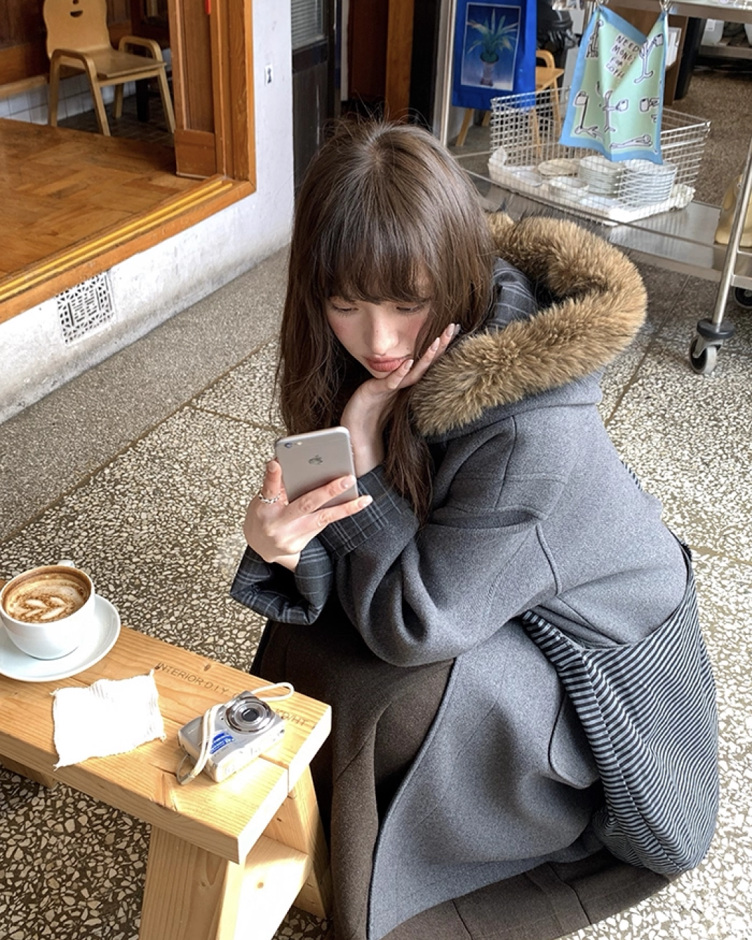 Long Boa Lining Check Outer BU0066