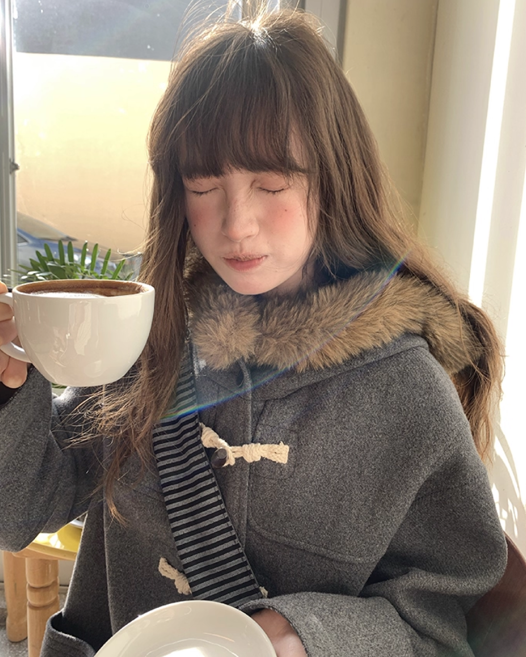 Long Boa Lining Check Outer BU0066