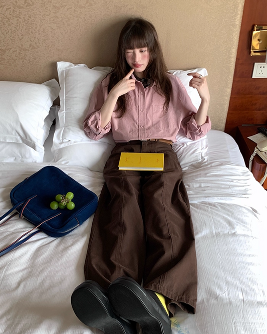 Rivet Wide Brown Pants BU0067