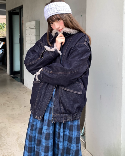 Blue Check V-neck Dress BU0070