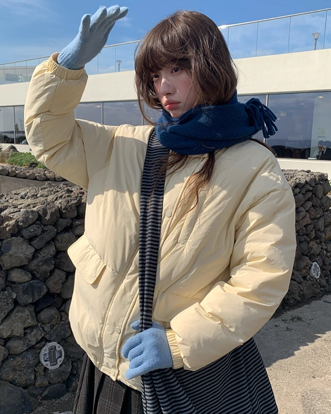 High Neck Button Down Jacket BU0072