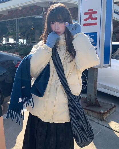 High Neck Button Down Jacket BU0072