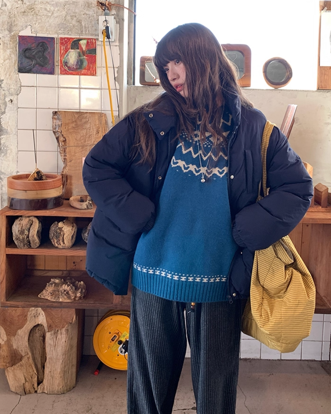 High Neck Button Down Jacket BU0072