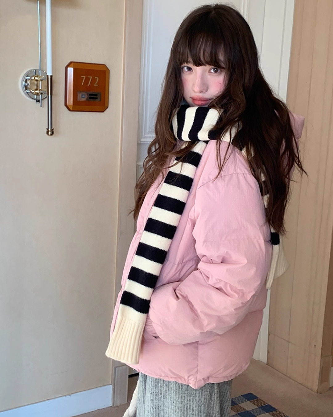 Plaid Pattern Hood Button Down Jacket BU0073
