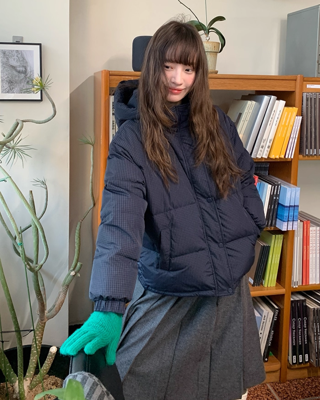 Plaid Pattern Hood Button Down Jacket BU0073