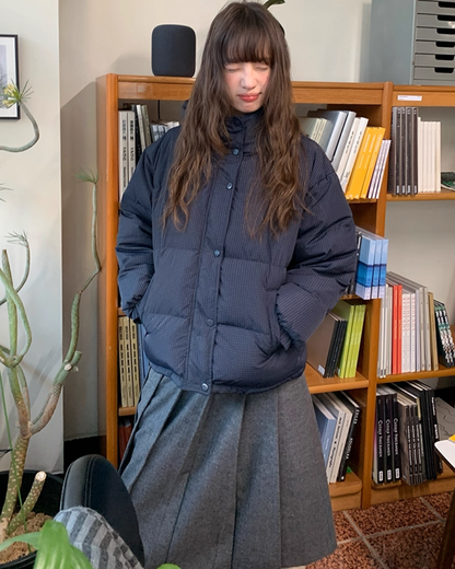 Plaid Pattern Hood Button Down Jacket BU0073