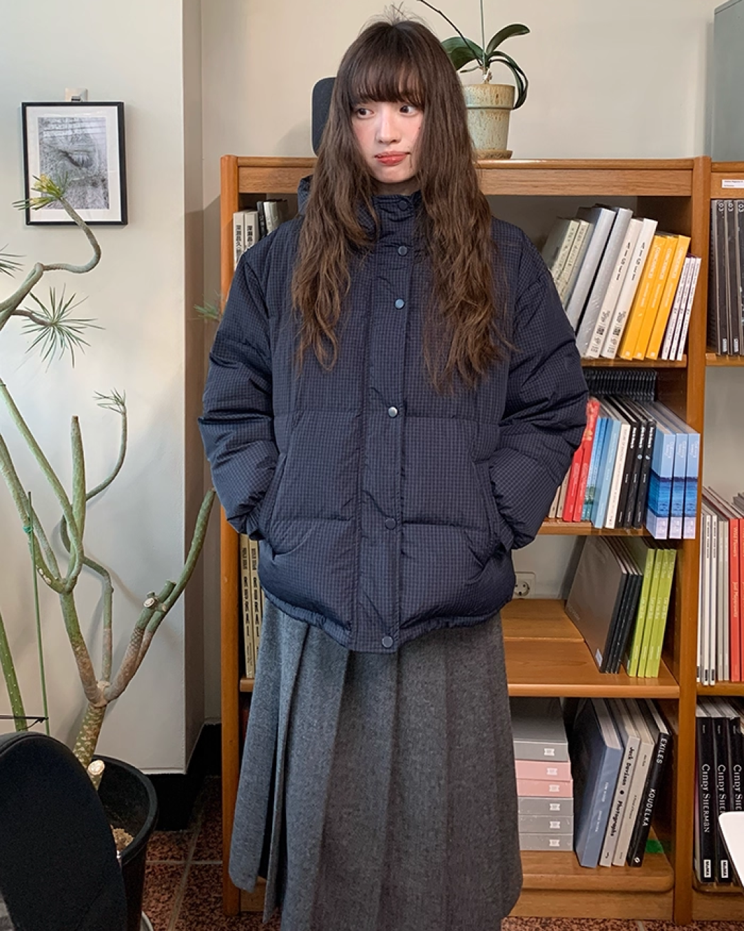 Plaid Pattern Hood Button Down Jacket BU0073