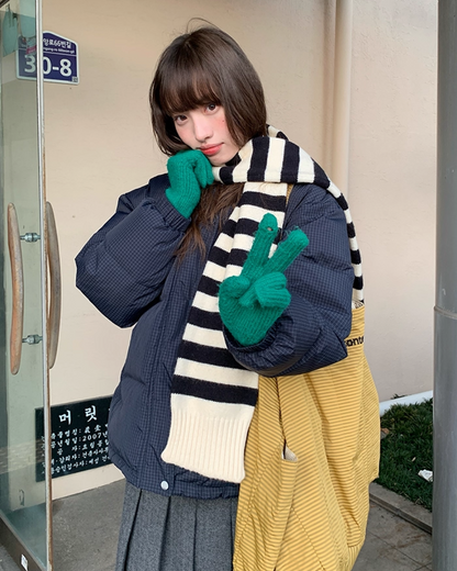 Plaid Pattern Hood Button Down Jacket BU0073