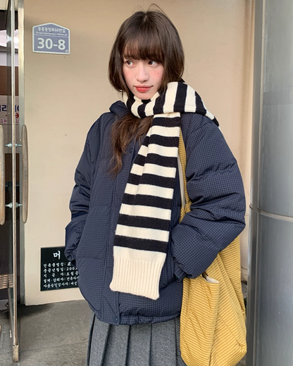 Plaid Pattern Hood Button Down Jacket BU0073