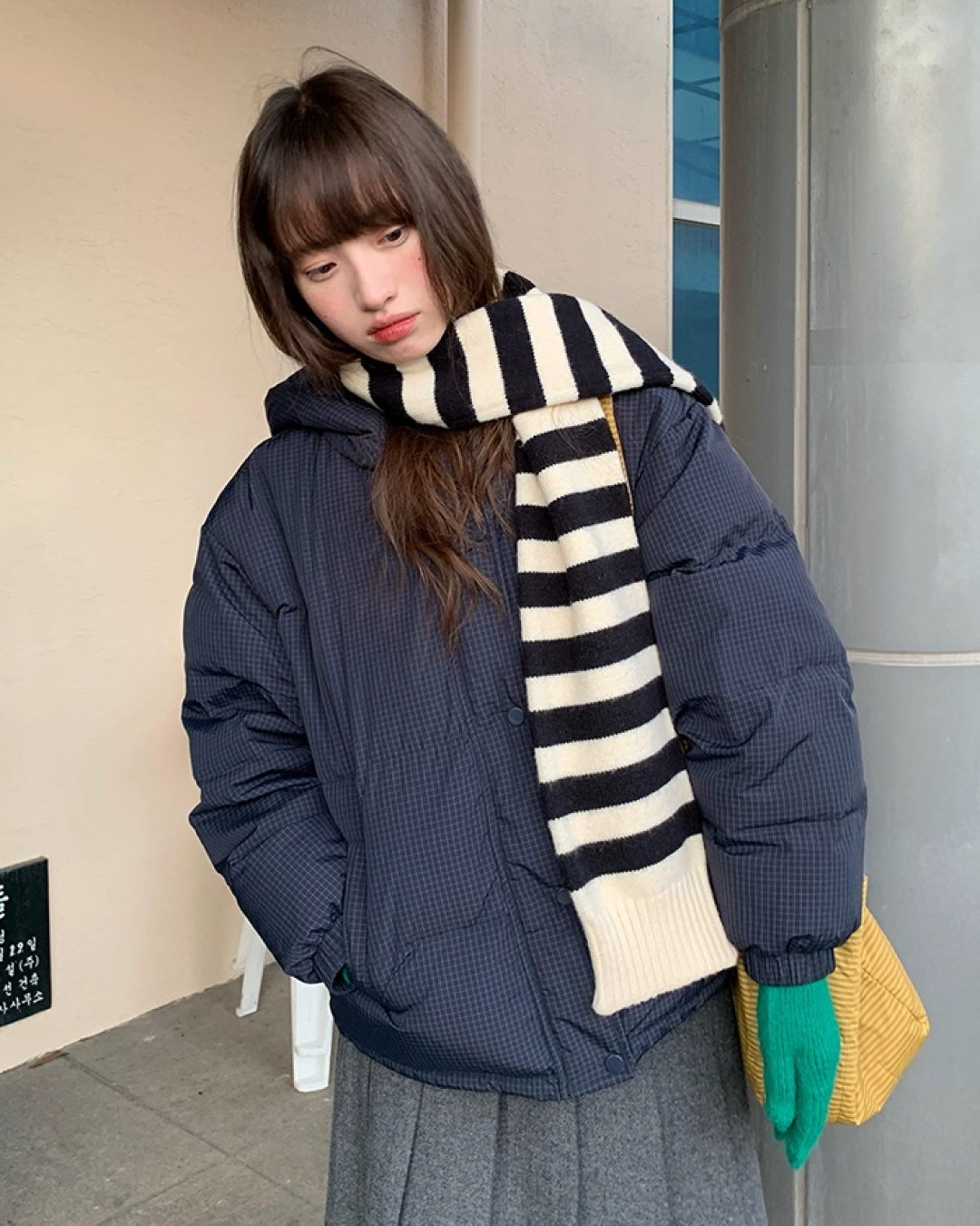 Plaid Pattern Hood Button Down Jacket BU0073