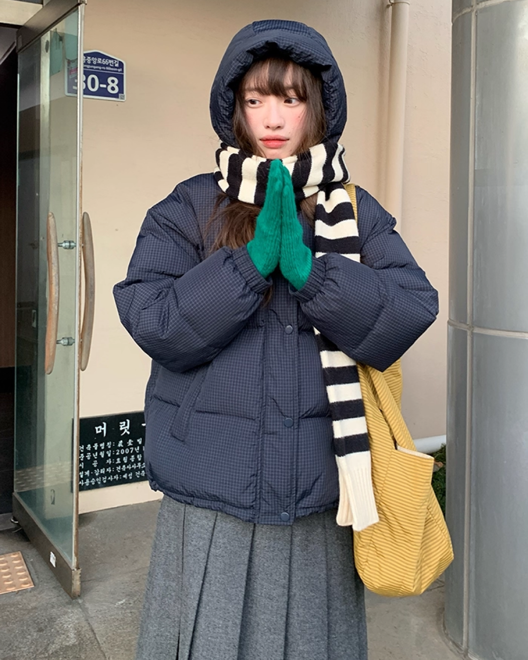Plaid Pattern Hood Button Down Jacket BU0073