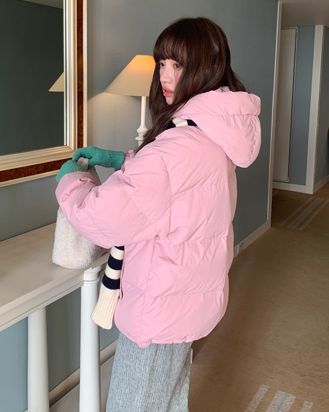 Plaid Pattern Hood Button Down Jacket BU0073
