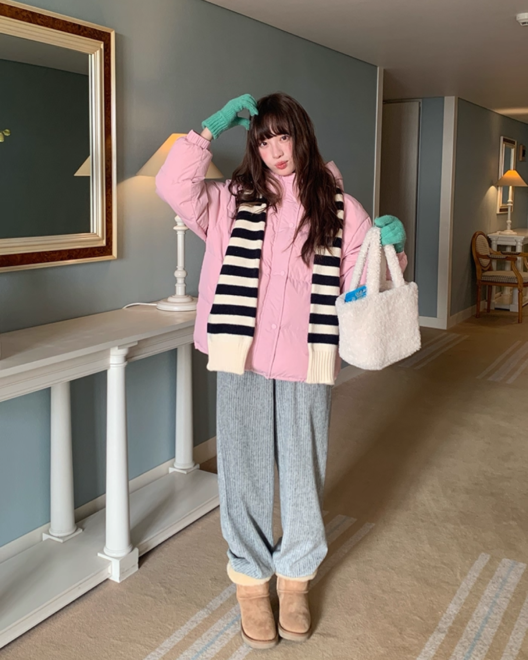 Plaid Pattern Hood Button Down Jacket BU0073