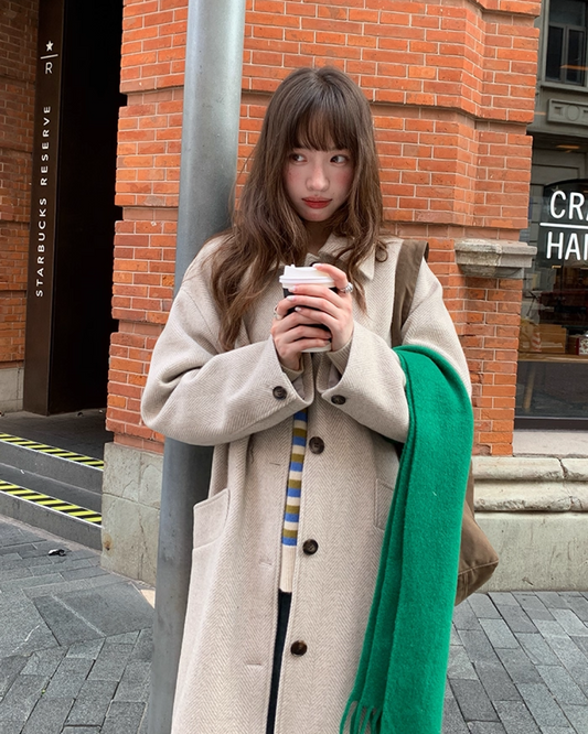 Long Herringbone Coat BU0076